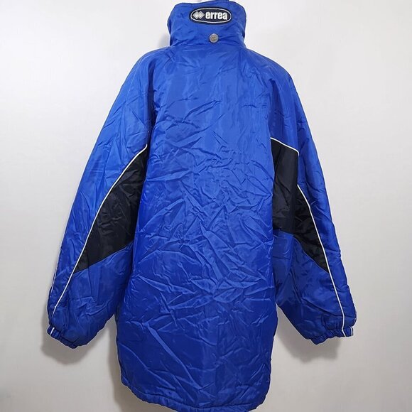 Errea Italia Men's SZ XL Blue Full Zip Pockets Quilted Lined Hood Winter Jacket - Picture 11 of 16
